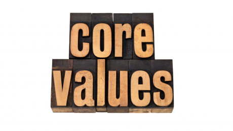 core values in wooden letters