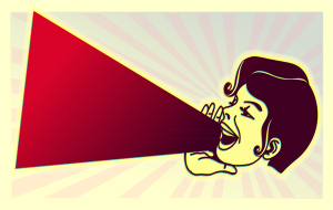 Illustration of a woman shouting through a megaphone
